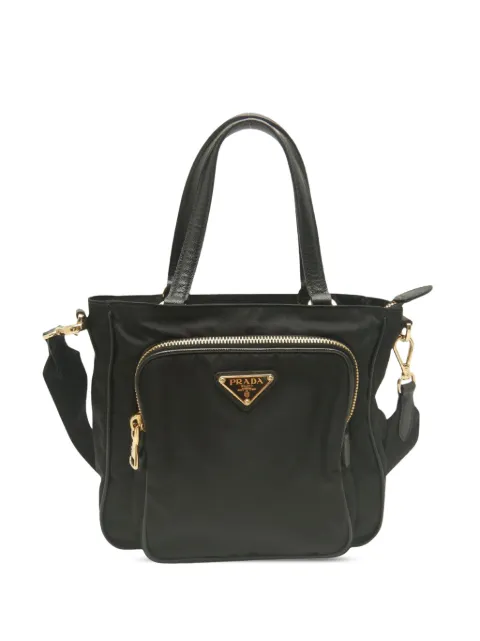 Prada Pre-Owned 2013-2026 Saffiano Trimmed Tessuto satchel Black G78VSID0S95DZMDL