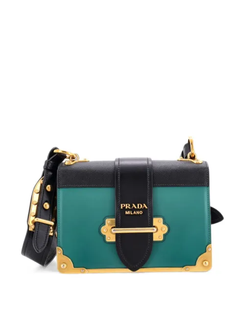 Prada Pre-Owned Cahier Leather and Saffiano Leather Small crossbody bag Green 3OB69ON3EZV57EOG