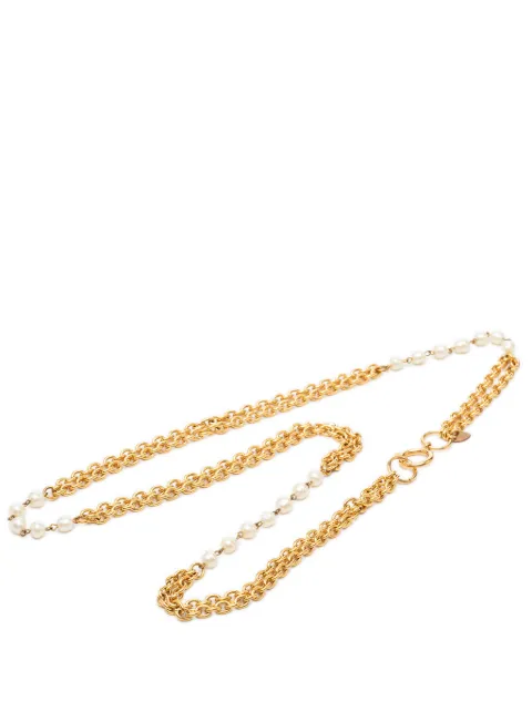 CHANEL Pre-Owned 1970-1980 Gold Plated Faux Pearl Double Strand Necklace costume necklace Gold 1FX538QP0K99GPE3