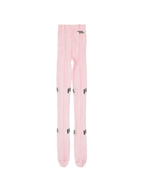 HommeGirls logo-print ribbed tights Pink HGKN017