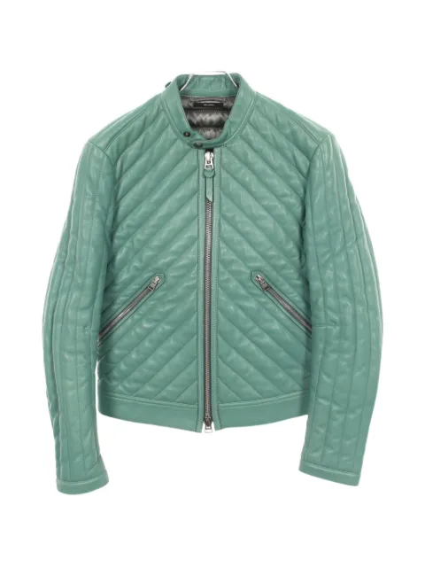 Tom Ford Vintage 2010s quilted leather jacket Green 1094242