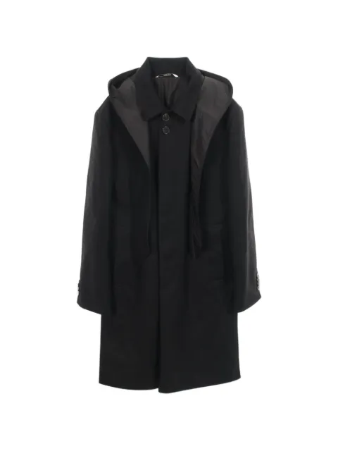 Valentino Garavani Pre-Owned 2010s hooded single-breasted coat Black 1100214