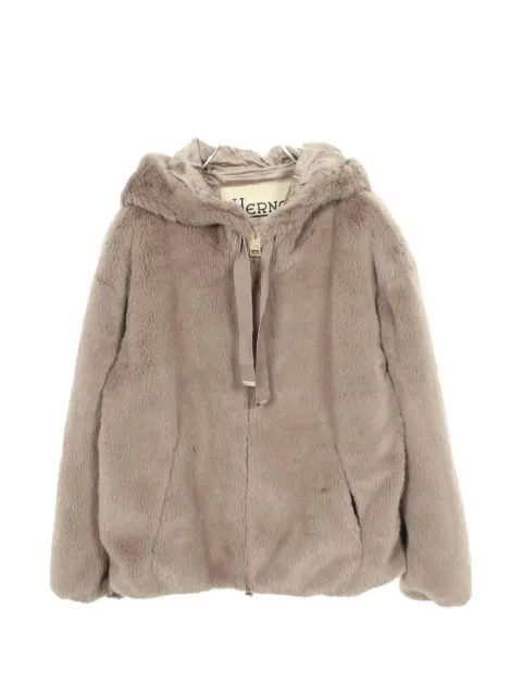 Herno 2010s faux-fur hooded jacket Neutrals 1097270