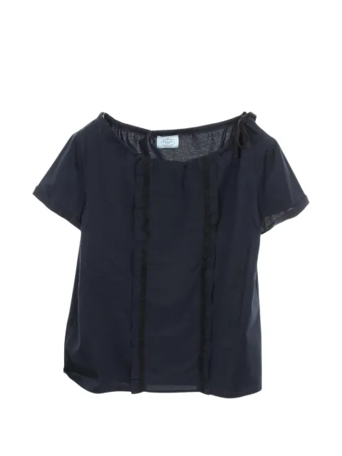 Prada Pre-Owned 2010s frill-trim T-shirt Blue 1101927