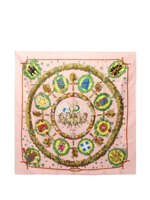 Hermès Pre-Owned 2000s 90 Carré Emblems de l'Europe scarf Pink 1100468