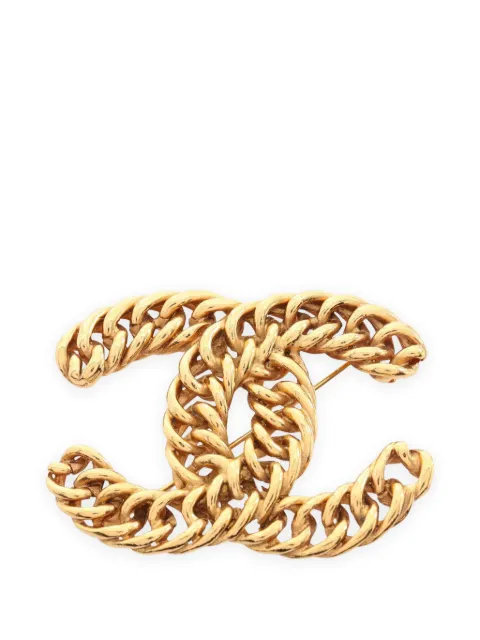 CHANEL Pre-Owned 1986-1988 Coco Mark chain brooch Gold 1102698