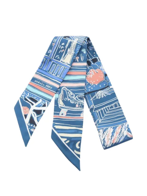 Hermès Pre-Owned 2010s Rayures d'ete Twilly scarf Blue 1100485