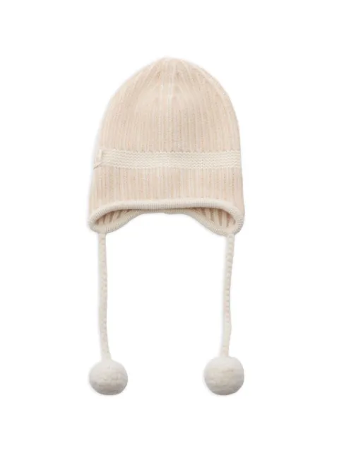 Miu Miu Pre-Owned 2010s pompom knit beanie hat Neutrals 1104448