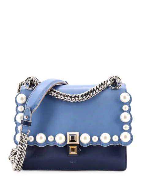 Fendi Pre-Owned Kan I Bag Pearl Embellished Leather Small crossbody bag Blue GKKCP1AP2IRJS7D9