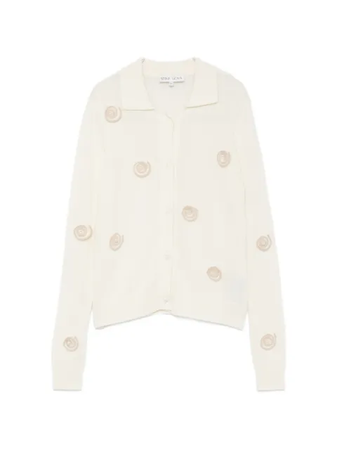 Stine Goya snail-embellished polo-collar cardigan White SGK0892530