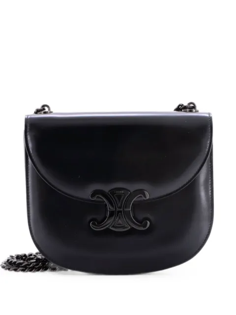 Celine Pre-Owned Triomphe Besace Clea Chain Flap Bag Leather shoulder bag Black CW87WR5YIP9SGYOP