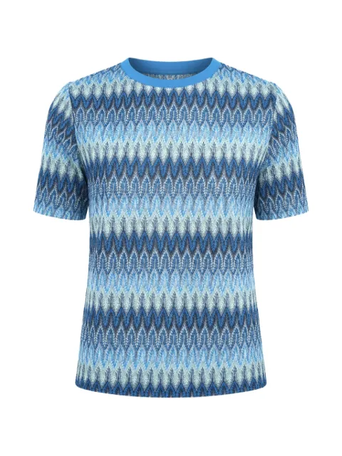 Derhy Cannelle geometric-knit T-shirt Blue P6300043