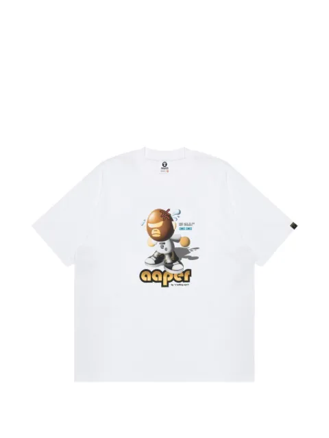 AAPE BY *A BATHING APE® AAPER moonface-graphic T-shirt White AAPTEM1954XXR