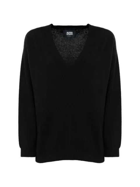 ALPHA STUDIO V-neck knitted sweater Black AD8230A