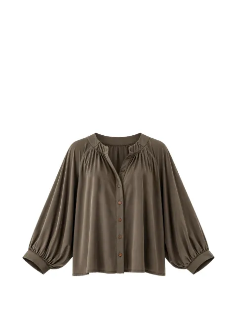 INDIES Maelys gathered balloon-sleeve blouse Green MAELYS