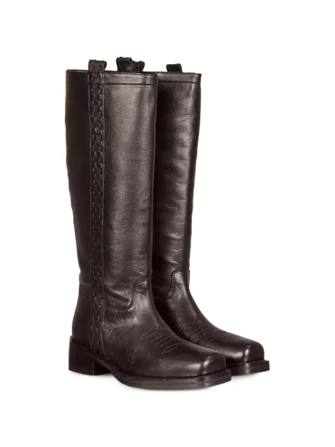 EMANUELLE VEE square-toe leather boots Brown 442M717