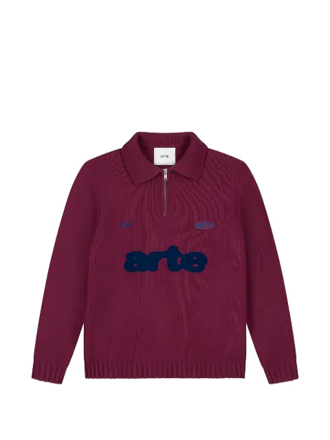 Arte Antwerp logo-embroidered half-zip sweater Red AW25256T