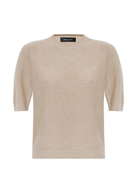 Fabiana Filippi sequin-embellished short-sleeve sweater Neutrals MAD226F490D2960000
