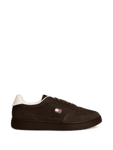 Tommy Hilfiger logo-patch perforated low-top sneakers Brown EM0EM01788