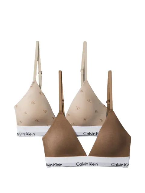 Calvin Klein logo-print triangle bras Neutrals LV00QF9363WKY