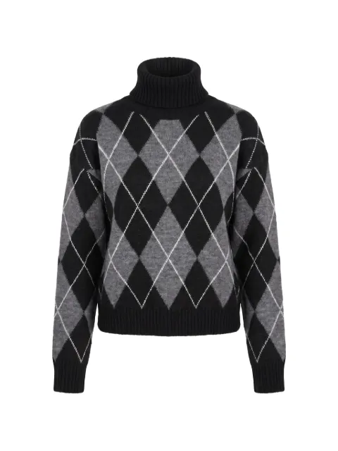 Aniye By argyle roll-neck sweater Black 181488