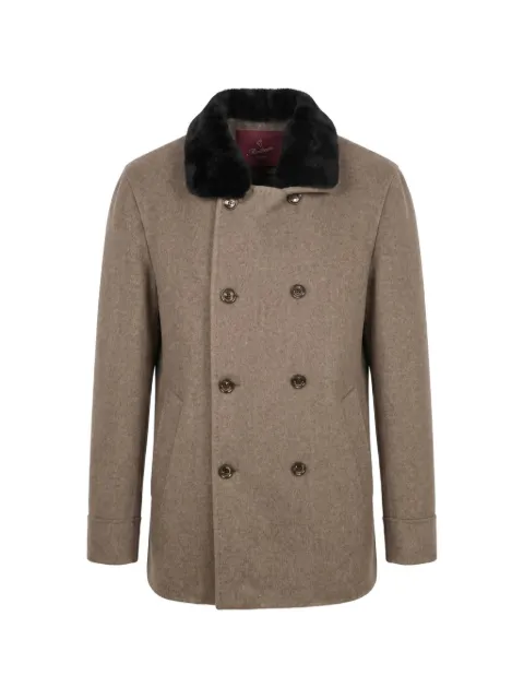 Montecore double-breasted faux-fur collar coat Neutrals F11MUC946DP364