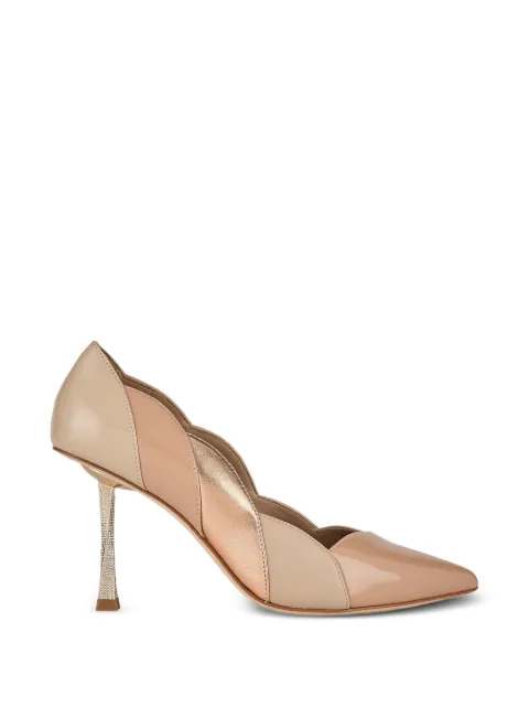 Kat Maconie Divina crystal-embellished scalloped pumps Neutrals KMFDIV090012