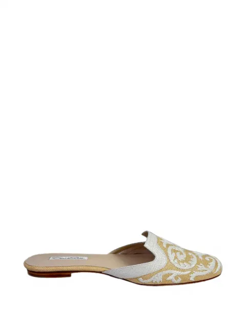 Oscar de la Renta Pre-Owned embroidered raffia mules Neutrals RFCPUGBSH779753W