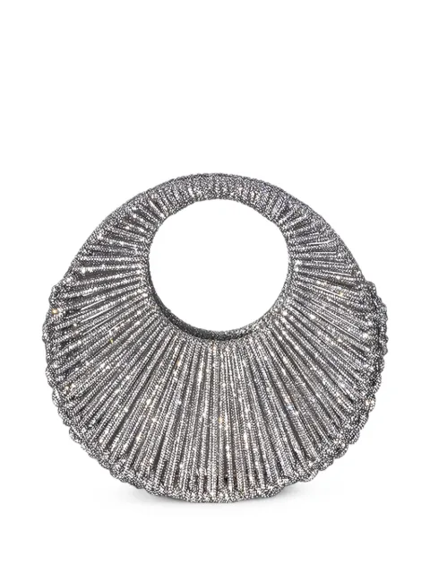 Hibourama Jaya crystal-embellished woven clutch bag Silver 26HIBJAYA