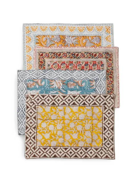 CU I SEEYOU floral-print geometric-border placemats (set of 4) Multicolour CU66624