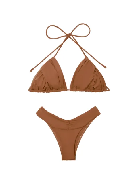 ELEGANCIA Mimi gathered halterneck bikini Brown 3X9001203602