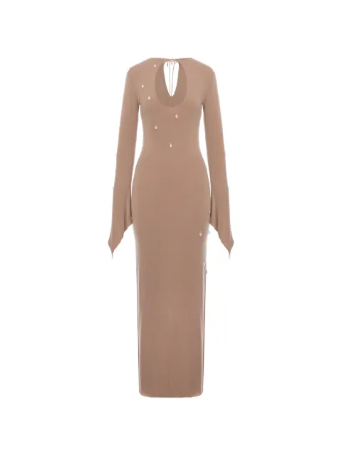MANURÍ maxi crystal-embellished cut-out dress Neutrals MRFW26CHVI9DR31