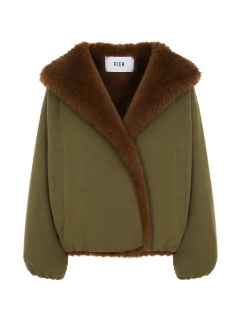 Eleh faux-fur trim hooded jacket Green 0126MILITARE