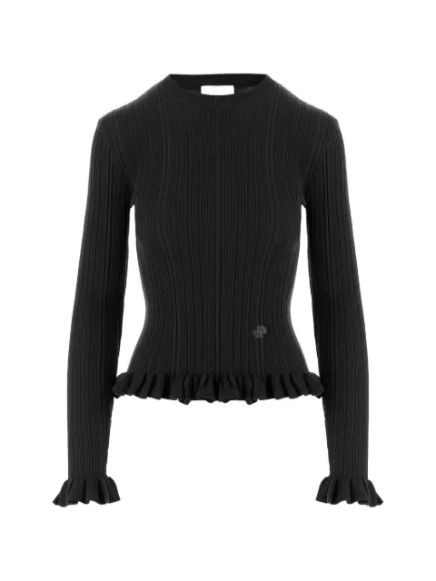 Patou ruffled ribbed-knit sweater Black KN3528095