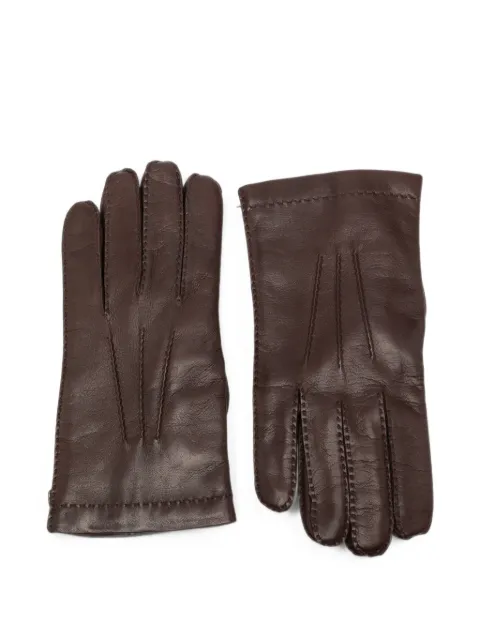 Eleventy stitched-detail leather gloves Brown N77GUAL04PEL0N021