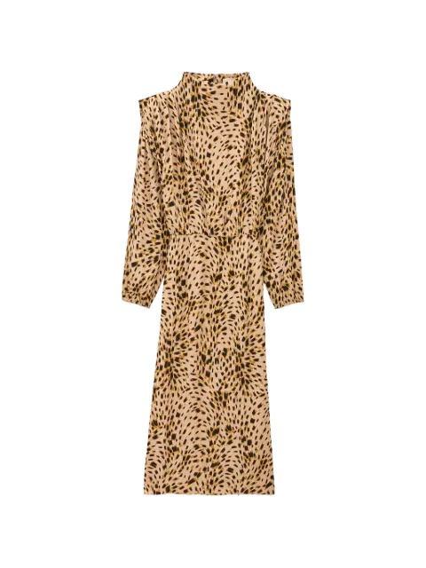 Ba&Sh Hoelia animal-print long-sleeved shift midi dress Neutrals 1H26HOEL