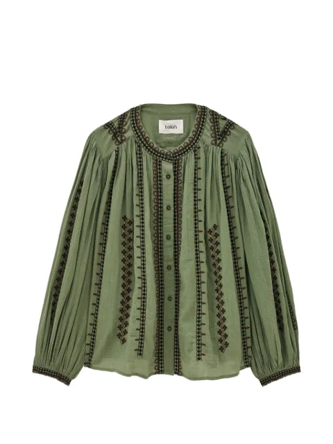 Ba&Sh Mona embroidered long-sleeved shirt Green 1H26MONA