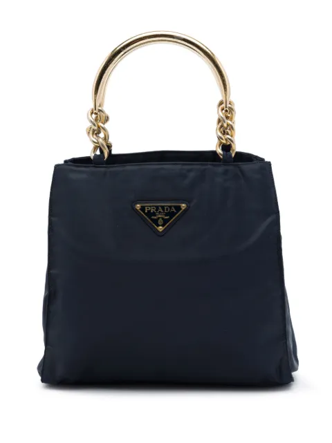 Prada Pre-Owned 2013-2026 Tessuto Metal Handle Bag tote bag Blue LFMQTSZ1K3DUD4OC