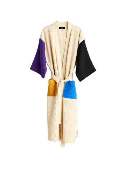 HAY waffle-knit colour-block bathrobe Neutrals AB545A784
