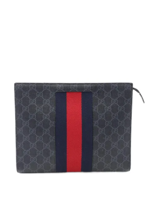 Gucci Pre-Owned 2010s GG Supreme Web clutch bag Grey 1103282