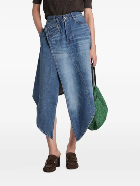 JW Anderson asymmetric-hem panelled midi skirt Blue DK0030PG1978