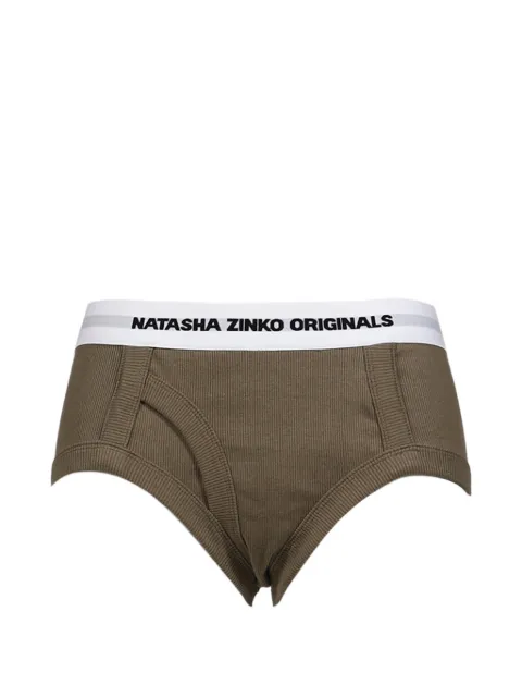 Natasha Zinko ribbed-knit logo-waistband briefs Green SS24D2NZ520KHA