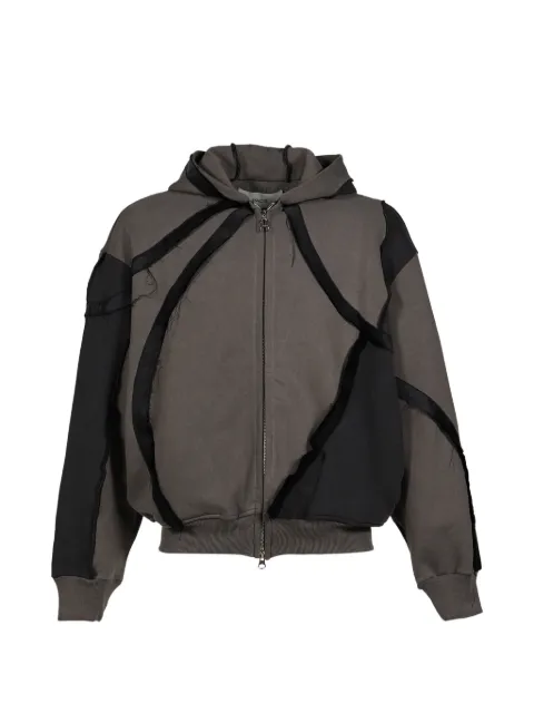 PACE panelled distressed hoodie Grey YR0022BLKVTG