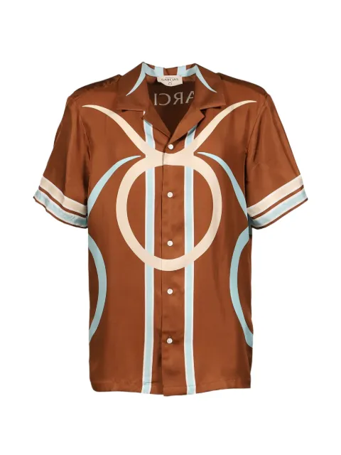 GARCIAS logo-print silk bowling shirt Brown GSSS2602BRONZE