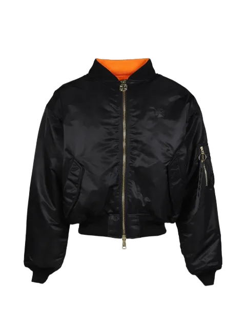 VETEMENTS leather-patch crosses bomber jacket Black ME76BJ004