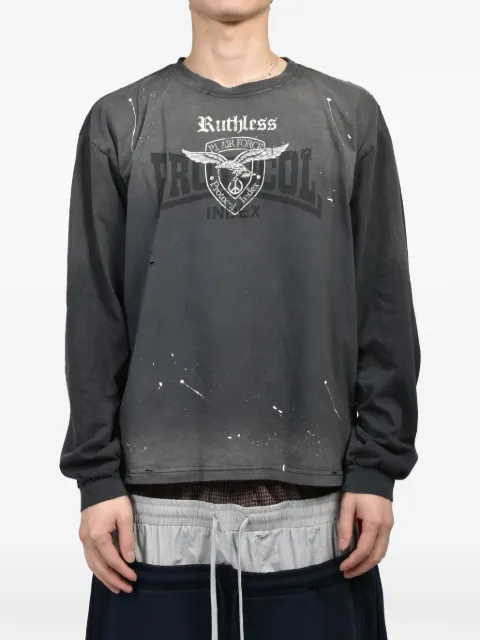 PROTOCOL INDEX distressed paint-splatter sweatshirt Grey PI25NBMT01BLK