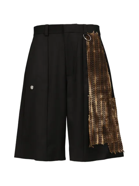 PACE crochet-detail pleated shorts Black YR0082