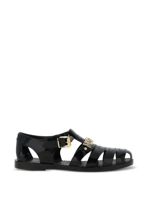 Moschino logo-plaque sandals Black MB16501G0PG20