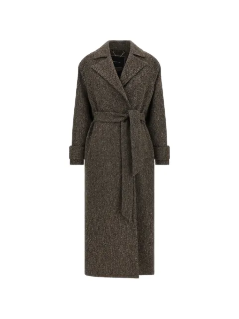 Kiton chevron-weave belted coat Brown D62612K0544I02MARRONE