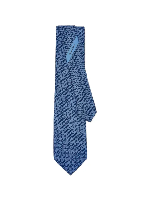 Ferragamo woven print silk tie Blue 768527